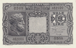 Italy 1944 10 lira unc