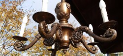 Antique 5-arm functional chandelier for sale.