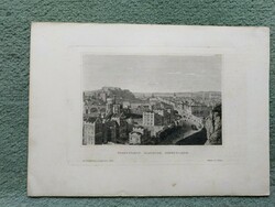 Edinburgh, Highstreet Skocia. eredeti acelmetszet ca.1840