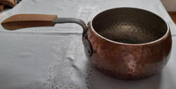 Vintage réz nyeles fondue edény