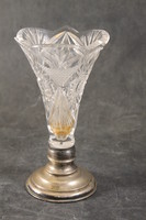 Antik ezüstözött talpú kristály váza 976