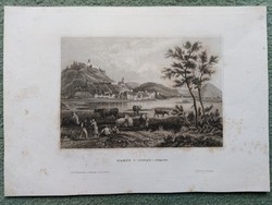 Market & Danube stauf. Original woodcut ca. 1840
