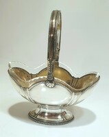 Basket with silver-plated handles, offering with original glass insert