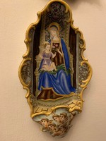 Nagy antik porcelán szenteltvíz tartó 19.század Wüttenberg