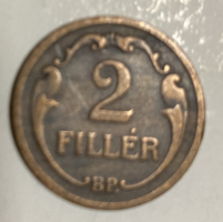 Hungary 2 pennies, smooth flange 1940, nice (t5)