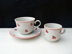Alföldi  cseresznyés teás és kávés csésze + 1 alátét