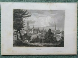 Lübeck, original woodcut ca.1840