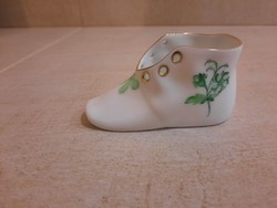 Herendi ZV zöld virágmintás porcelán cipő