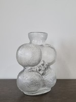 Sklo Union formatervezett,préselt üveg váza-Pavel Panek design vase / 70s