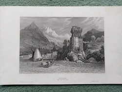 Cetara, Gulf of Salerno. Original woodcut ca. 1847