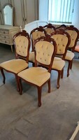 6 db krém huzatos barokk szék
