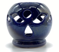 Angelic candle holder, ceramic, with blue opal glaze