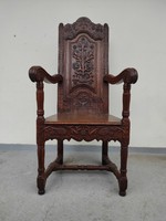 Antique Renaissance chair 18th century richly carved Christian Jesus chalice 809 6267