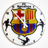 Fc Barcelona falióra - üvegre festett óra