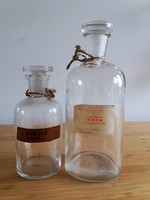 2 db antik orvosi üvegcse, üveg