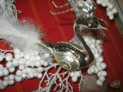 Csiptetős madár üveg  karácsonyfa dísz  ezüst
