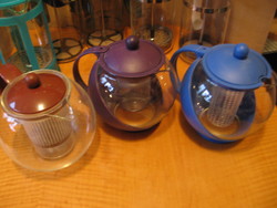 Retro space age purple and blue filter insert ball shape Jena glass teapot, jug