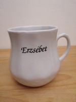 Stomach-bellied porcelain mug. With the inscription Erzsébet