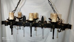 Provance  6 égős kézzel kovácsolt Fleur de lis  Anjou liliom csillár mennyezeti lámpa