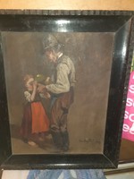 Öreg tirpák meg az unokája,Szalay Pál 1917 es festmémye