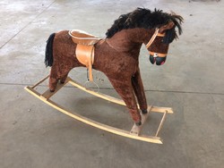 Old vintage toy wooden frame rocking horse