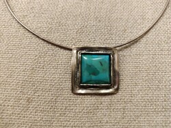 Silver necklace-necklace with blue turquoise stone (silpada)