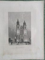 Magdeburg Cathedral, original woodcut ca. 1841