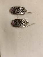 Israeli silver earrings with amethyst stone