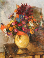 István Biai föglein: flowers in a yellow basket, 1944
