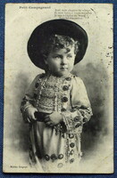 Antik francia   fotó képeslap kisfiú népi ünneplő ruhában