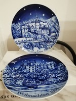 Pair of genuine cobalt landscape porcelain wall plates 1990-91