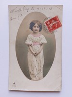 Régi képeslap 1912 fotó levelezőlap kislány