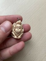 ANTIK RÉGI JAPÁN NETSUKE FARAGÁS Majmok SZOBROCSKA