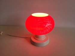 Régi retro piros üvegbúrás lámpa mid century éjjeli lámpa