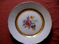 Thun tk czechoslovakia gilded, basket pattern, bouquet of flowers, plate