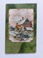 Old New Year embossed postcard postcard snowy landscape