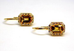 Gold earrings with citrine stones (au113598)