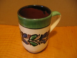 Sárospataki glazed folk art mug, stem