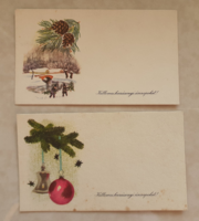 Régi karácsonyi mini képeslap üdvözlőkártya 2 db