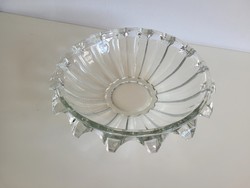 Old art deco 37.5 cm ribbed large vintage glass bowl bowl table centerpiece