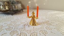 Christmas angel, gold-plated with matching candles in original packaging,