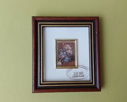 Miniature wall picture printed on gilt plate - renoir: large blue vase with flowers