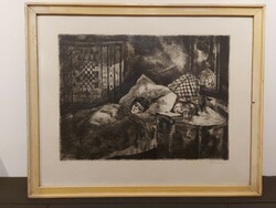 Large etching 338 signed by István Imre