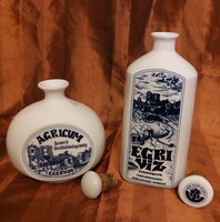 Agricun és Egri víz porcelán butellák.