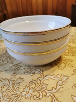 Alföldi porcelain gold-rimmed jelly, goulash and soup plate. Stackable
