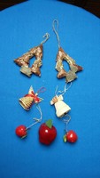 Christmas tree decorations: pine, angel, bell, apple