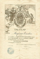 I.vh.  1914. Adományozó Emléklap M.K. Honv. Min. Hadsegélyező Hivatala