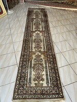 Hand-knotted silk running rug 310x70