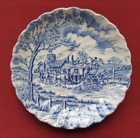 Myott Royal Mail angol porcelán kék jelenetes csészealj tányér kistányér
