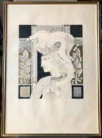 Saxon Ender: Gertrude - etching 21/100 - size: 52x72 cm (with frame) 34x40 cm (graphic)